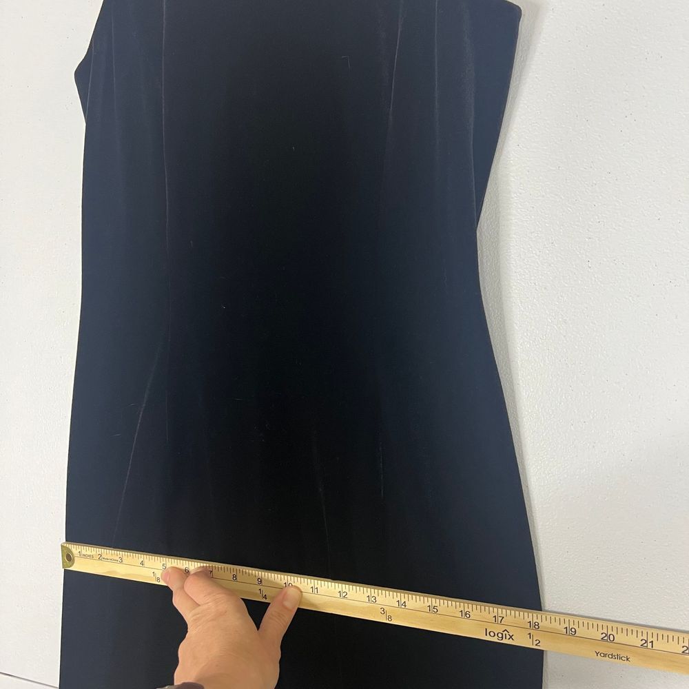 Vintage Y2K Black Velvet Scoop Neck Goth Vamp Dark Romantic Maxi Sheath Dress 8 - Picture 12 of 13